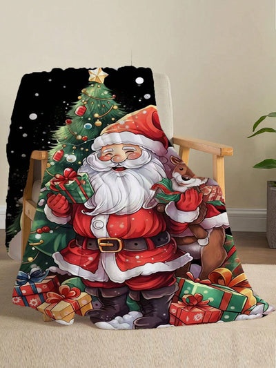 Cozy Santa Claus Plush Blanket: Perfect Year-Round Gift Idea for Home and Travel