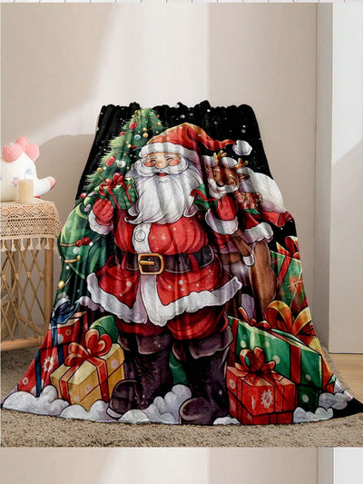 Cozy Santa Claus Plush Blanket: Perfect Year-Round Gift Idea for Home and Travel