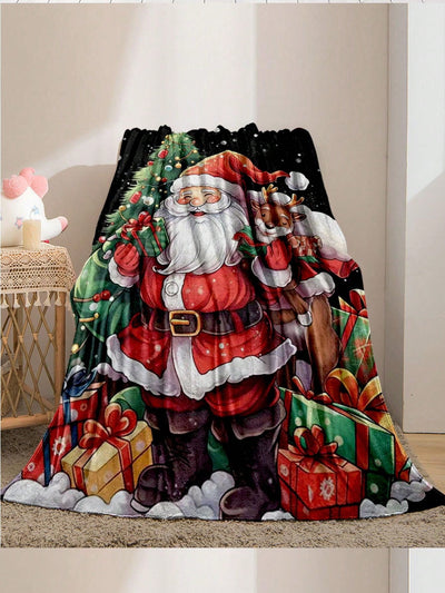 Cozy Santa Claus Plush Blanket - Warm & Soft Comfort for Home, Office & Travel