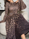 Chic Ombre Leopard Print Flared Knit Dress for Effortless Elegance