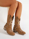 Chic Western Embroidered Cowgirl Boots for Women - Perfect for Autumn & Winter Styling