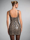 Wild Chic: Brown Snakeskin Print Mini Dress for a Stunning Night Out