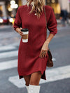 Cozy Elegance: Solid Color Turtleneck Sweater Dress for Autumn & Winter