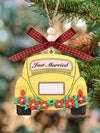 Just Married Wooden Car Decoration - Elegant Wedding Gift for Newlyweds