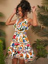 Floral Elegance: V-Neck Fitted Waist Shift Dress for Effortless Style