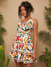 Floral Elegance: V-Neck Fitted Waist Shift Dress for Effortless Style