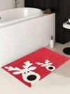 Festive Reindeer Bathroom Rug - Soft, Non-Slip, and Washable Christmas Decor