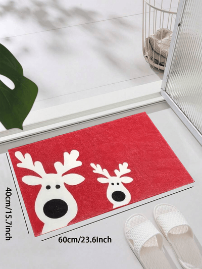 Festive Reindeer Bathroom Rug - Soft, Non-Slip, and Washable Christmas Decor