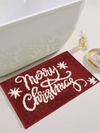 Festive Holiday Cheer: Santa Hat and Candy Cane Microfiber Bath Mat - Soft, Absorbent, Non-Slip, and Washable