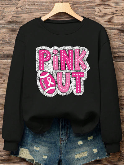 Chic & Cozy: Oversized Drop Shoulder Football Letter Print Sweatshirt for Women