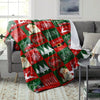 Cozy Christmas Cheer: Santa Claus Flannel Blanket with Festive Tree Pattern