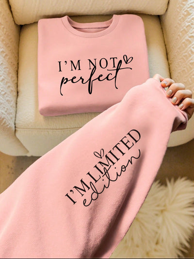 Cozy Letter Print Long Sleeve Sweatshirt - Perfect for Casual Fall & Winter Style