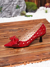 Elegant Red Bowknot Mid-Heel Pumps for Stylish Comfort