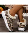 Stylish Leopard Print High-Top Plush Loafers for Women's Casual Wear