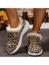 Stylish Leopard Print High-Top Plush Loafers for Women's Casual Wear