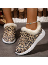 Stylish Leopard Print High-Top Plush Loafers for Women's Casual Wear