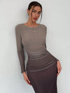 Chic Gradient Mesh Strapless Bodycon Dress - Perfect for American Style Elegance