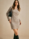 Chic Vintage V-Neck Brown Sweater Dress with Bell Sleeves – Perfect for Autumn & Winter