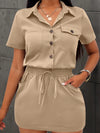 Versatile Army Green Workwear Dress with Pockets - Perfect for Summer!