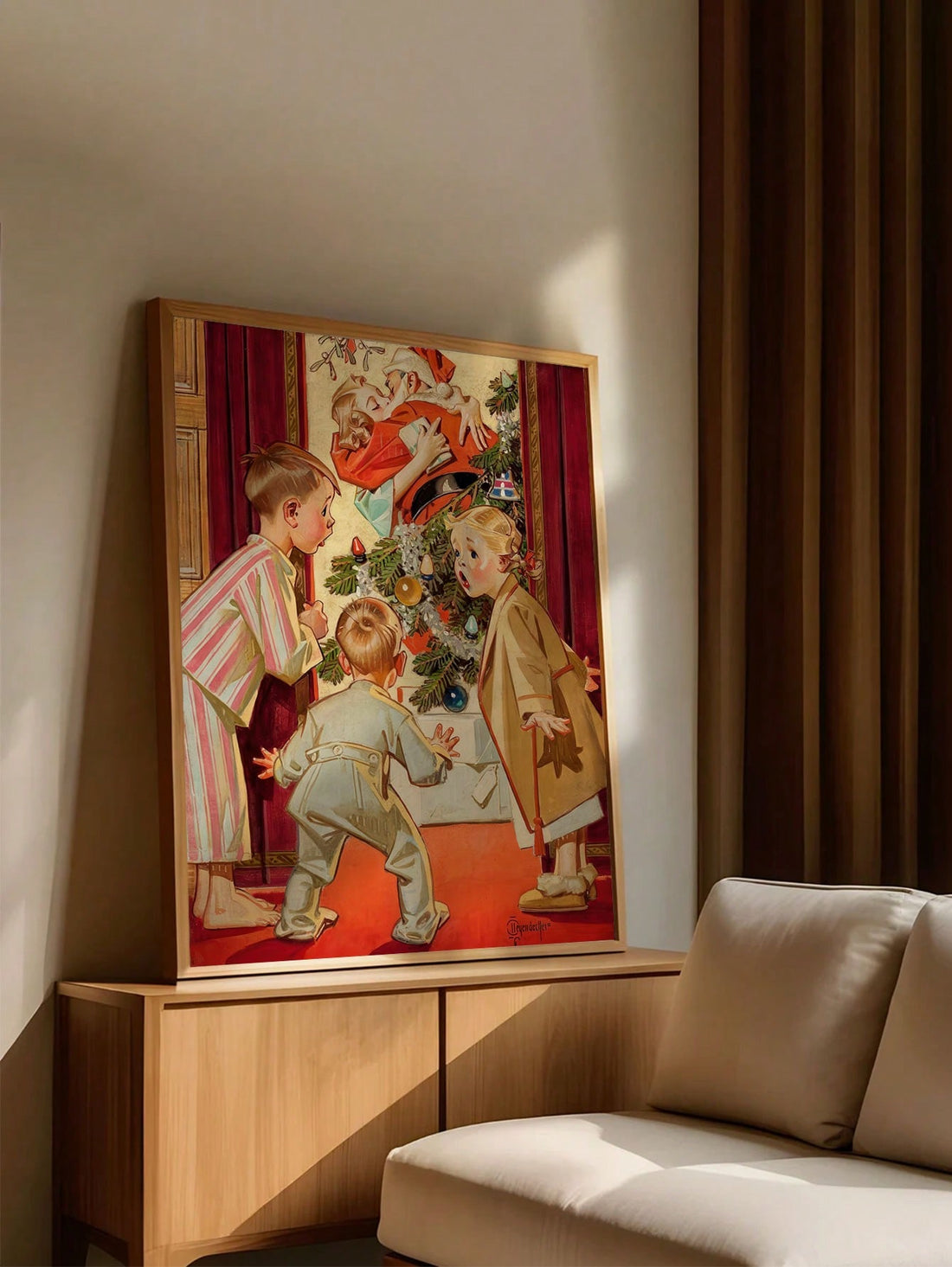 Unlock the holiday spirit with our Whimsical Holiday Cheer canvas art print. This playful abstract design will bring joy and warmth to any room. Featuring a unique take on Santa Claus, this print is sure to add a touch of charm and magic to your home.