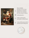 Jolly Santa on the Throne: Humorous Canvas Wall Art for Festive Bathrooms