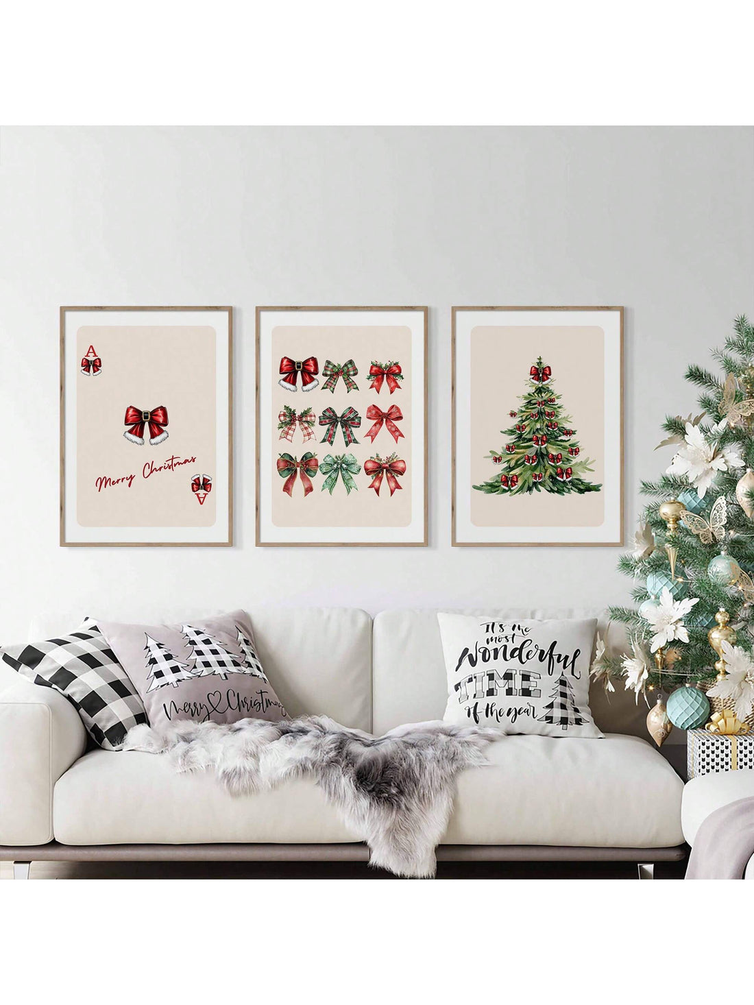 Add a cheerful touch to your holiday space with these Festive Christmas Bow Prints. This unframed canvas wall art features vibrant bow designs perfect for spreading holiday joy. Ideal for decorating your home or gifting to loved ones, this piece brings festive charm without the fuss of framing. Brighten your season with a playful accent that’s as easy to hang as it is delightful to admire.