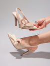 Elegant Women's Patent PU Leather High Heel Sandals with Bow Tie and Back Strap