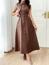 Chic Autumn Sleeveless Dress with Front Buttons for Effortless Style