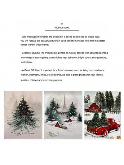 Festive Farmhouse Charm: 3-Piece Merry Christmas Wall Art Set for Holiday Decor