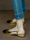 Chic Backless Strap Sandals with Metal Buckle - Trendy Low Chunky Heel for Spring/Summer