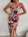 Chic Summer Breeze: Floral Print High-Slit Slip Dress