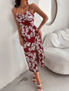 Chic Summer Breeze: Floral Print High-Slit Slip Dress