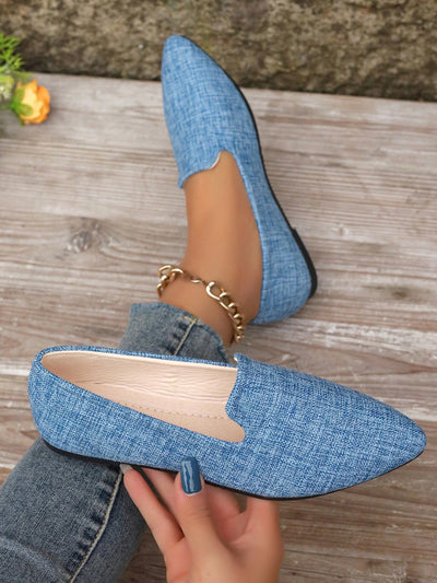 Chic Blue Bow Decor Casual Flats for Women - Perfect Spring & Autumn Footwear