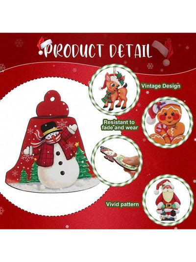 Festive Charm: 24-Piece Wooden Christmas Ornament Set for Holiday Home Decor