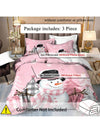 Cozy 3-Piece Pink Snowman Duvet Cover Set – Soft Cartoon Digital Print Bedding for a Charming Bedroom