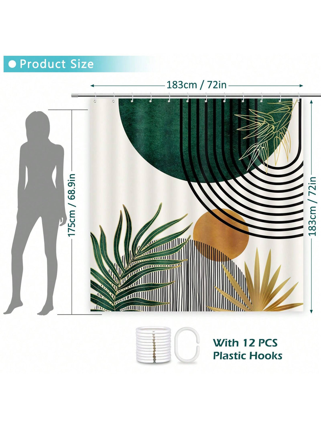 Add a splash of retro charm to your bathroom with this Modern Mid-Century Boho Shower Curtain. Crafted to keep water where it belongs, its waterproof design ensures a dry, stylish space. Complete with 12 sturdy hooks, it’s easy to hang and ready to brighten your daily routine with playful, timeless vibes.