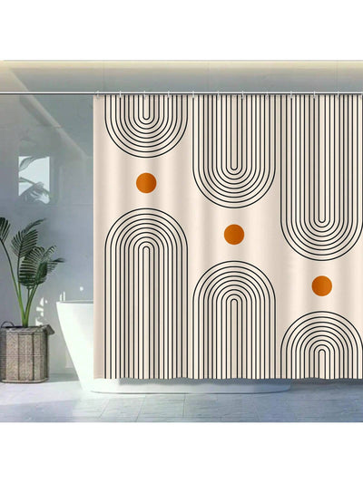 Boho Mid-Century Abstract Shower Curtain - 72x72 Inch Waterproof Design with Hooks