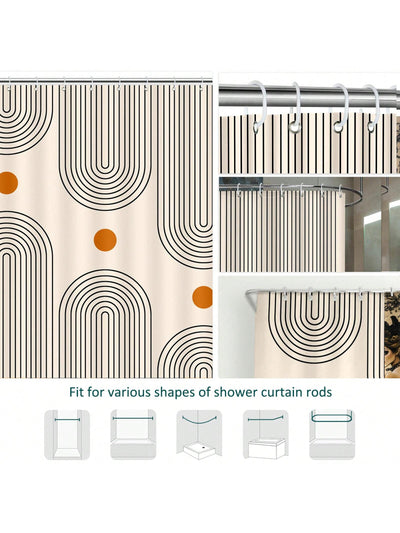 Boho Mid-Century Abstract Shower Curtain - 72x72 Inch Waterproof Design with Hooks