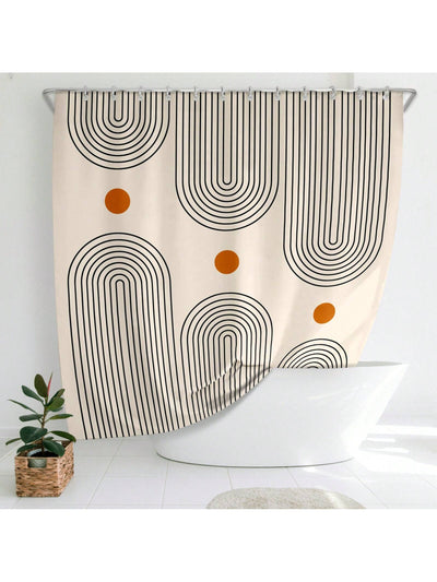 Boho Mid-Century Abstract Shower Curtain - 72x72 Inch Waterproof Design with Hooks