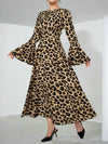 Wildly Chic: Women's Leopard Print Flared Sleeve Dress