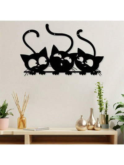 Charming Three Cat Metal Wall Art - Perfect Décor for Cat Lovers