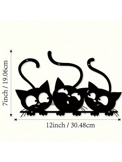 Charming Three Cat Metal Wall Art - Perfect Décor for Cat Lovers