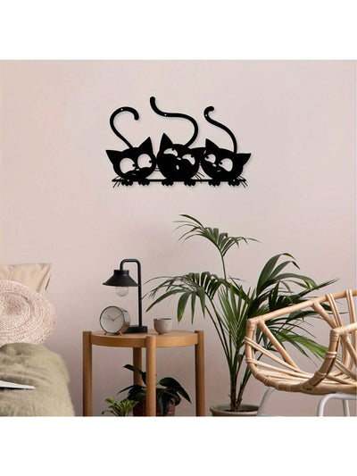 Charming Three Cat Metal Wall Art - Perfect Décor for Cat Lovers