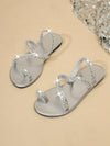 Chic Rhinestone Flat Sandals - Stylish Toe Ring Slides for Beach & Outdoor