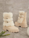 Chic Furry Platform Boots with Buckle Straps for Women - Ultimate Comfort and Style