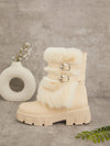 Chic Furry Platform Boots with Buckle Straps for Women - Ultimate Comfort and Style