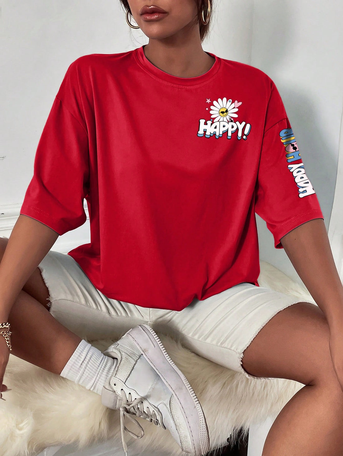 Get ready for some summer fun with our Sunflower Bliss t-shirt! Made for women, this loose and casual round neck shirt will keep you cool and stylish all season long. With its playful sunflower design, this shirt is a must-have for any summer wardrobe. Don't miss out, grab one now!