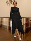 Chic & Elegant Women's Stand Collar Lantern Sleeve Long Sleeve Dress