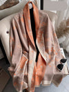 Chic Floral Jacquard Knit Shawl Scarf - Cozy Cashmere Feel for Autumn & Winter