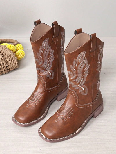 Chic Embroidered White Western Boots for Women - Perfect for Autumn & Winter Style